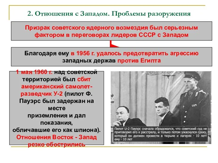 2. Отношения с Западом. Проблемы разоружения Призрак советского ядерного возмездия был