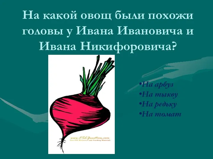 На какой овощ были похожи головы у Ивана Ивановича и Ивана