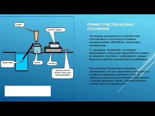 ПРИМЕР ОЧИСТКИ ИЛОВЫХ ОТЛОЖЕНИЙ На нашем предприятии разработана, изготовлена и испытана