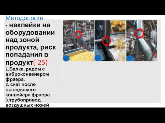 Глава 1. Методология: - наклейки на оборудовании над зоной продукта, риск