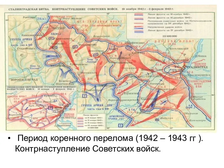 Период коренного перелома (1942 – 1943 гг ). Контрнаступление Советских войск.