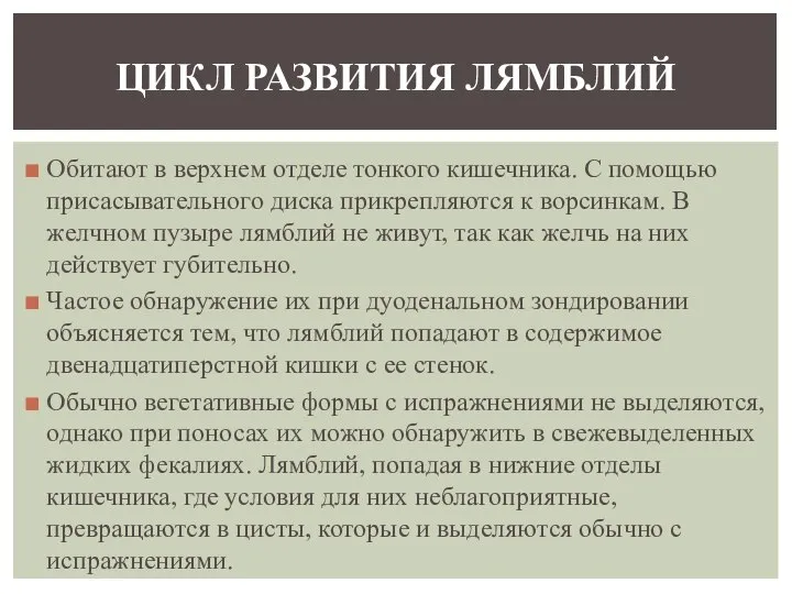 Обитают в верхнем отделе тонкого кишечника. С помощью присасывательного диска прикрепляются