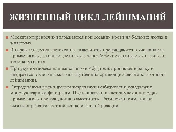 Москиты-переносчики заражаются при сосании крови на больных людях и животных. В