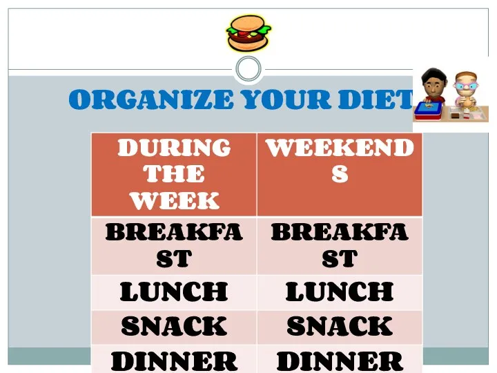 ORGANIZE YOUR DIET!