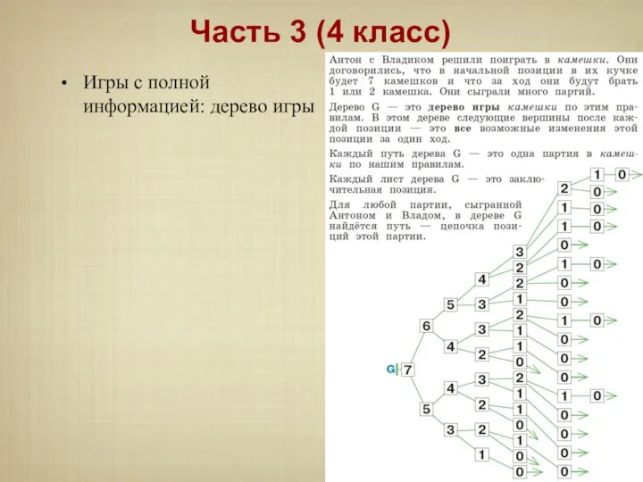 Игры с полной информацией: дерево игры Часть 3 (4 класс)