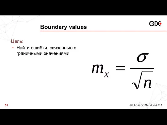 Boundary values Цель: Найти ошибки, связанные с граничными значениями