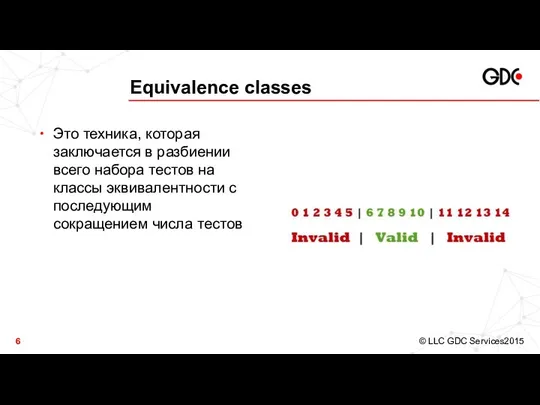 Equivalence classes Это техника, которая заключается в разбиении всего набора тестов