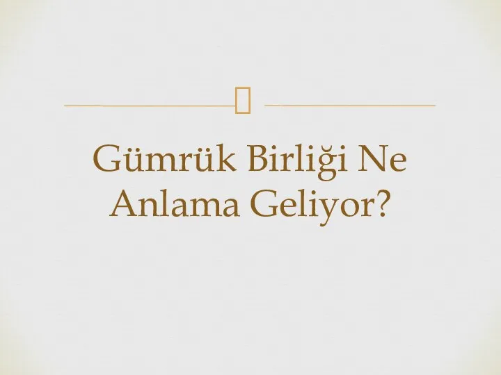 Gümrük Birliği Ne Anlama Geliyor?