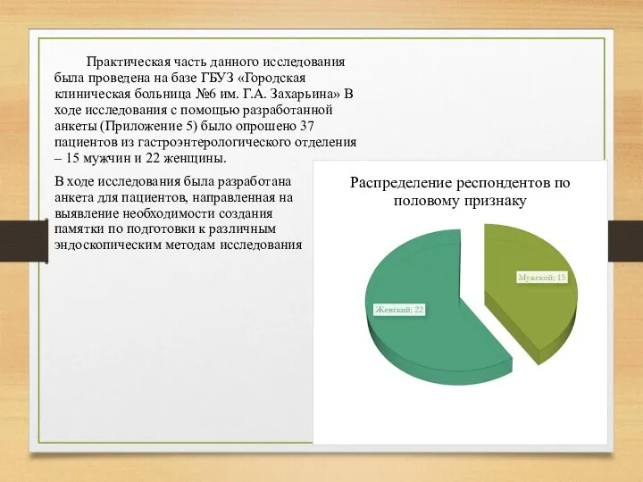 Практическая часть данного исследования была проведена на базе ГБУЗ «Городская клиническая