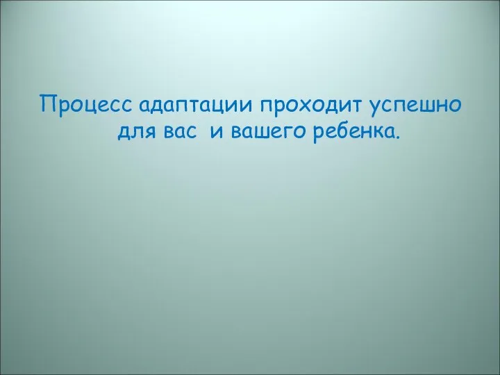 Процесс адаптации проходит успешно для вас и вашего ребенка.