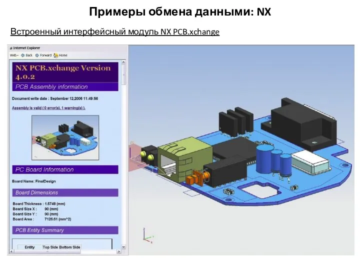 Примеры обмена данными: NX Встроенный интерфейсный модуль NX PCB.xchange