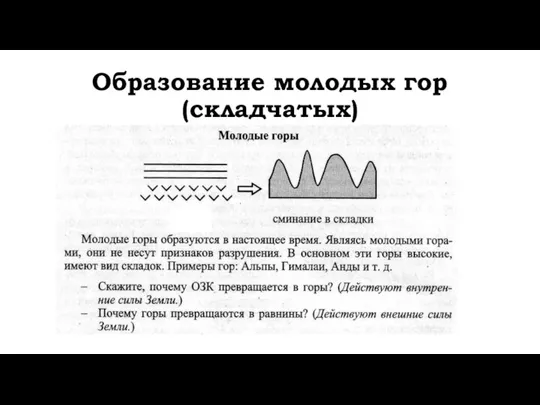 Образование молодых гор (складчатых)