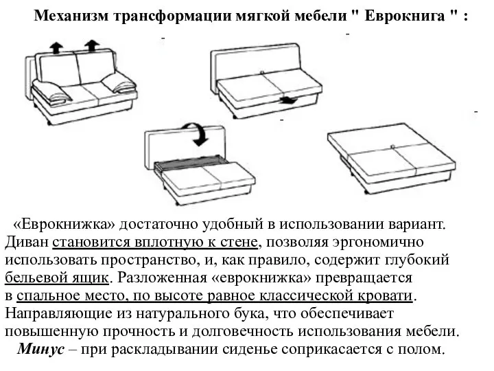 Механизм трансформации мягкой мебели " Еврокнига " : «Еврокнижка» достаточно удобный