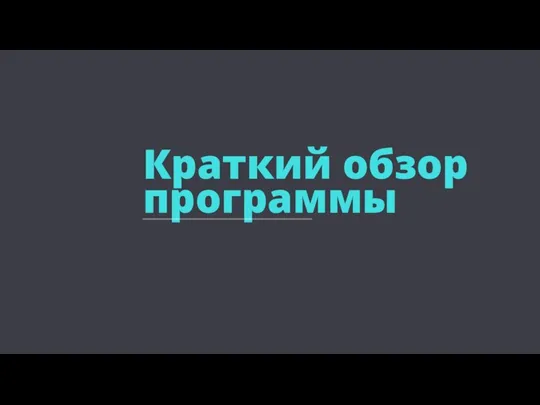 Краткий обзор программы