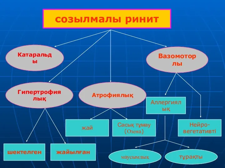 созылмалы ринит Гипертрофиялық Атрофиялық Катаральды Вазомоторлы шектелген жайылған жай Сасық тұмау