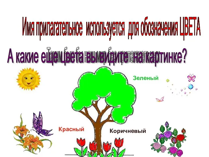 Имя прилагательное используется для обозначения ЦВЕТА Таким был бы наш мир