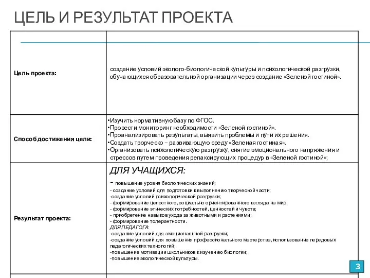 ЦЕЛЬ И РЕЗУЛЬТАТ ПРОЕКТА