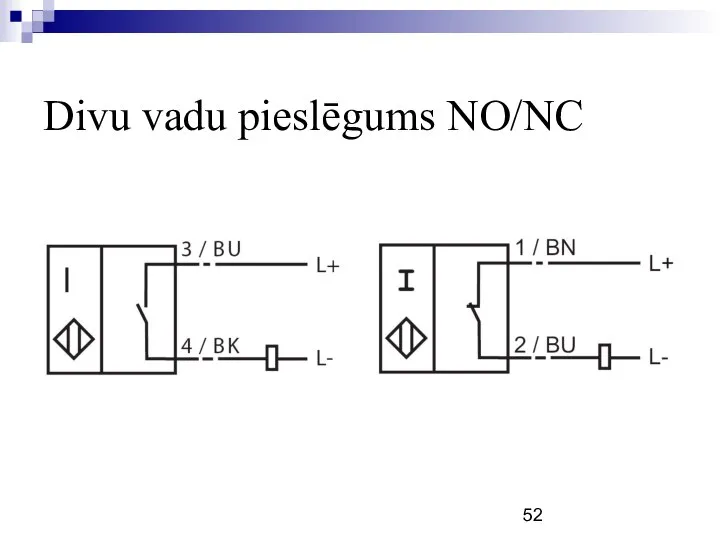 Divu vadu pieslēgums NO/NC