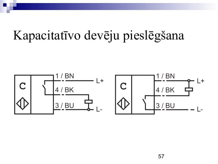 Kapacitatīvo devēju pieslēgšana