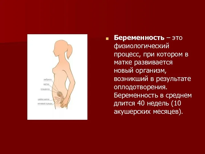 Беременность – это физиологический процесс, при котором в матке развивается новый