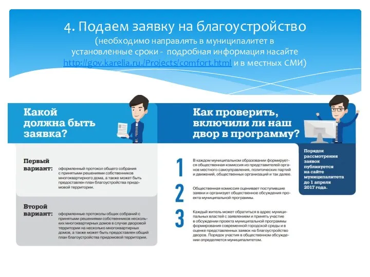 4. Подаем заявку на благоустройство (необходимо направлять в муниципалитет в установленные