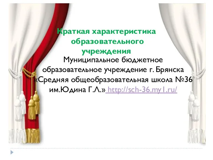 Краткая характеристика образовательного учреждения Муниципальное бюджетное образовательное учреждение г. Брянска «Средняя