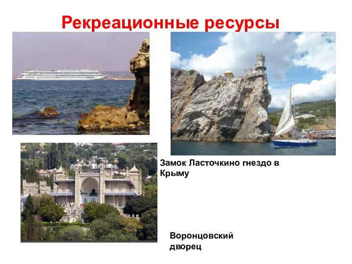 Рекреационные ресурсы Замок Ласточкино гнездо в Крыму Воронцовский дворец