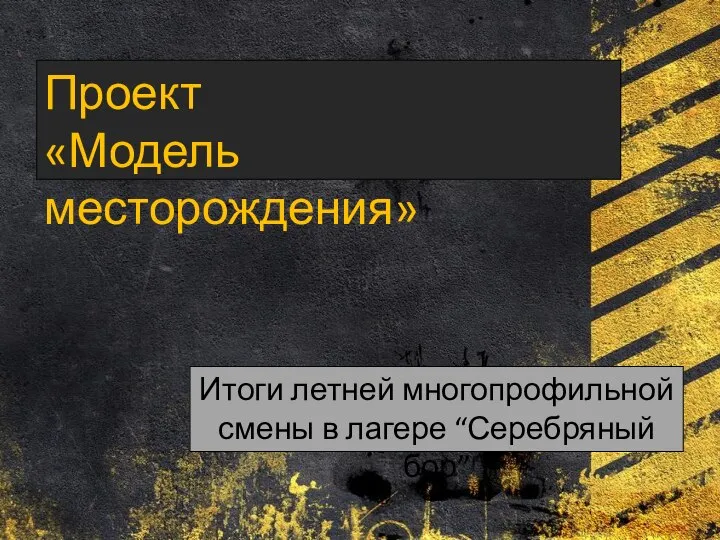 Итоги летней многопрофильной смены в лагере “Серебряный бор” Проект «Модель месторождения»