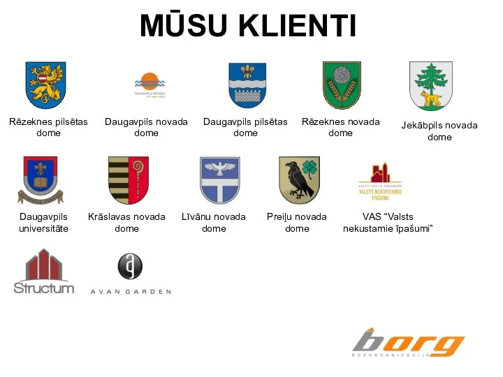 MŪSU KLIENTI Rēzeknes pilsētas dome Daugavpils novada dome Daugavpils pilsētas dome