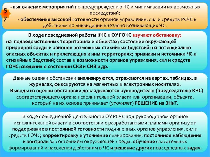 - выполнение мероприятий по предупреждению ЧС и минимизации их возможных последствий;