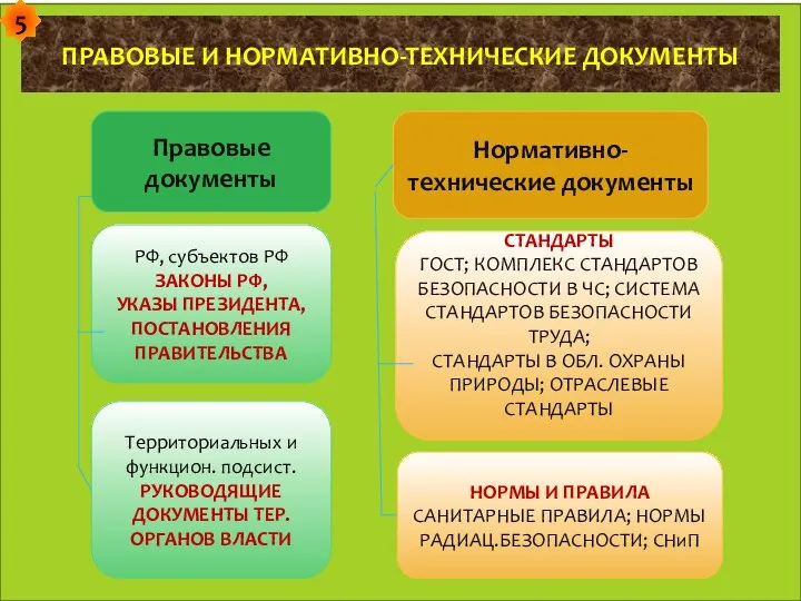 ПРАВОВЫЕ И НОРМАТИВНО-ТЕХНИЧЕСКИЕ ДОКУМЕНТЫ Правовые документы Нормативно-технические документы РФ, субъектов РФ