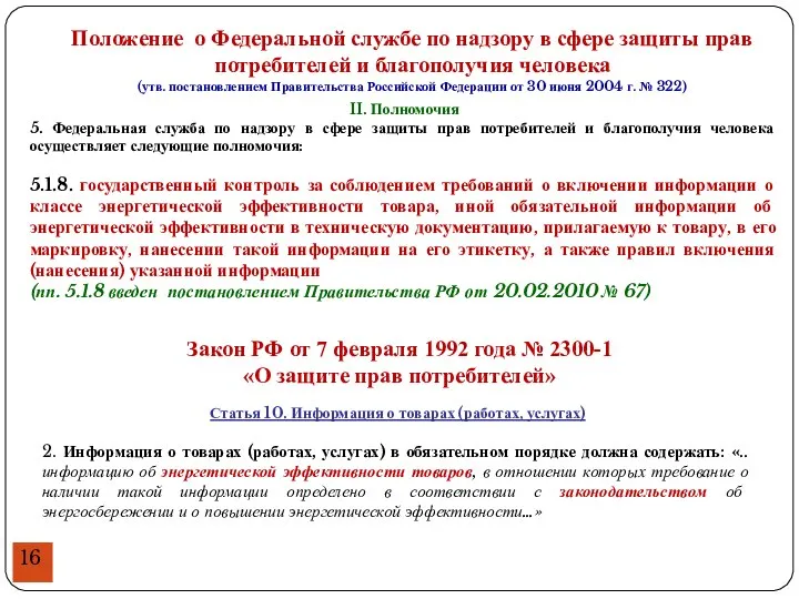 II. Полномочия 5. Федеральная служба по надзору в сфере защиты прав