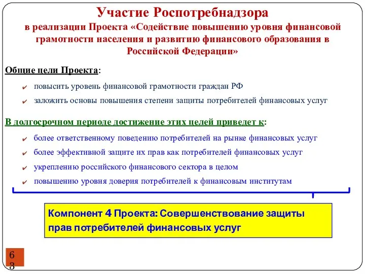 Участие Роспотребнадзора в реализации Проекта «Содействие повышению уровня финансовой грамотности населения