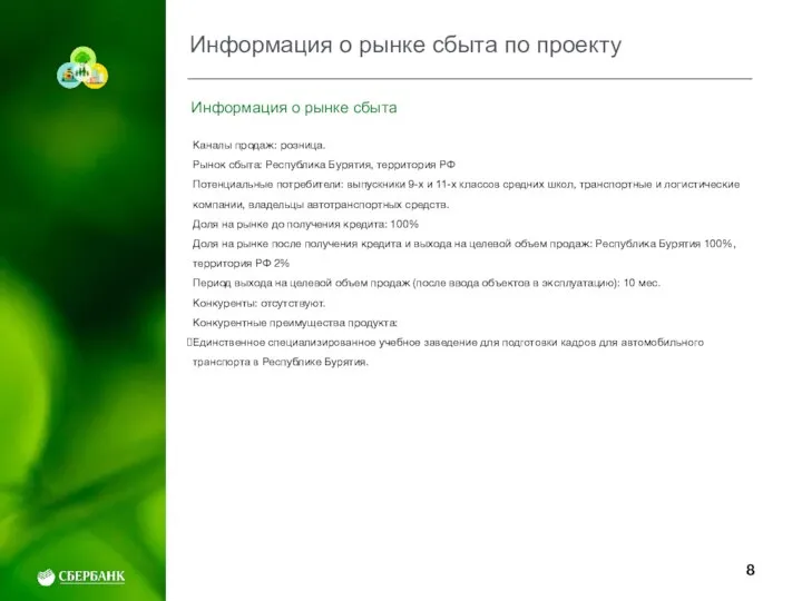 Информация о рынке сбыта по проекту Информация о рынке сбыта Каналы