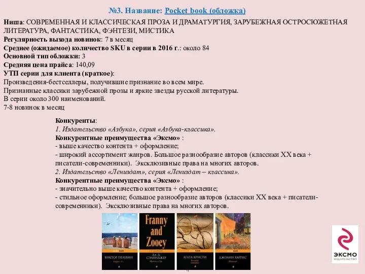 №3. Название: Pocket book (обложка) Ниша: СОВРЕМЕННАЯ И КЛАССИЧЕСКАЯ ПРОЗА И