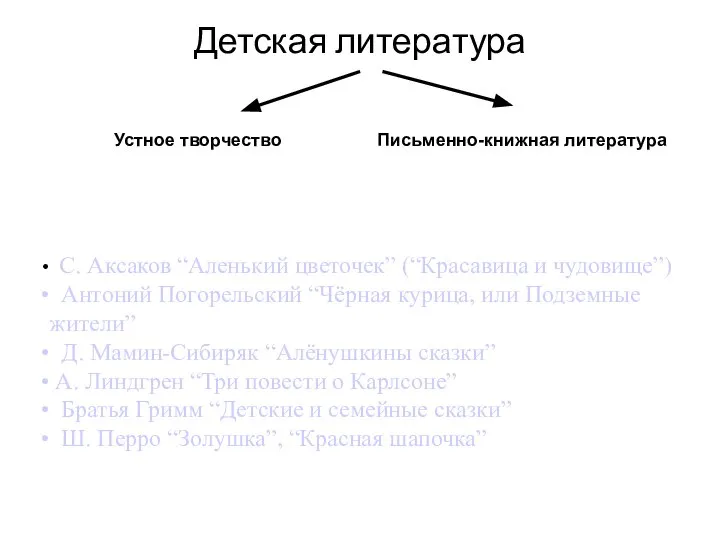 Детская литература С. Аксаков “Аленький цветочек” (“Красавица и чудовище”) Антоний Погорельский