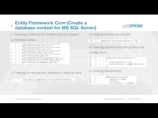 Entity Framework Core (Create a database context for MS SQL Server)