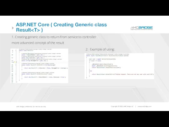 ASP.NET Core ( Creating Generic class Result ) 1. Creating generic