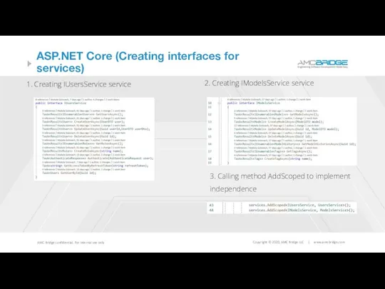 ASP.NET Core (Creating interfaces for services) 1. Creating IUsersService service 2.