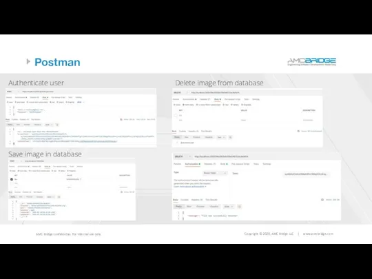 Postman Authenticate user Save image in database Delete image from database