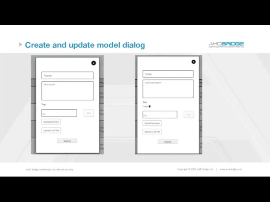 Create and update model dialog