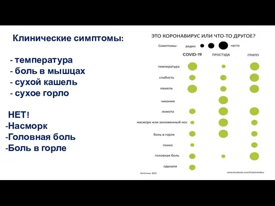 Клинические симптомы: - температура - боль в мышцах - сухой кашель