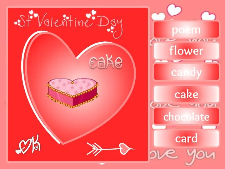 poem candy flower cake chocolate card