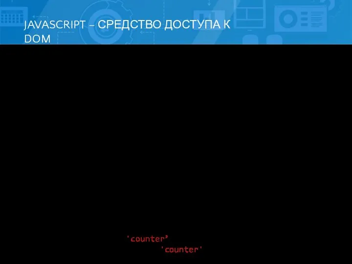 JAVASCRIPT – СРЕДСТВО ДОСТУПА К DOM Исключительная «фича» javascript – поддержка