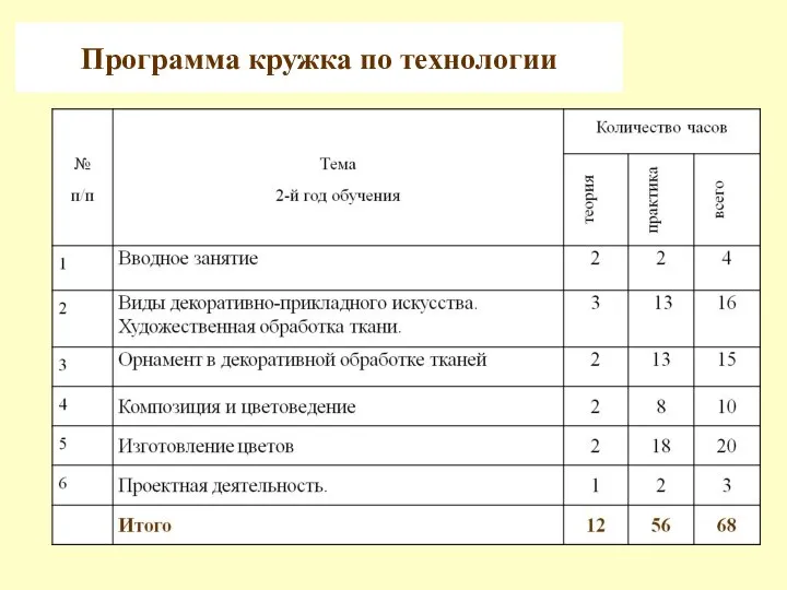 Программа кружка по технологии