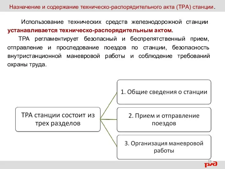 Назначение и содержание техническо-распорядительного акта (TPА) станции. Использование технических средств железнодорожной