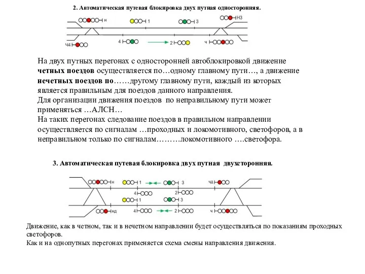 2. Автоматическая путевая блокировка двух путная односторонняя. На двух путных перегонах