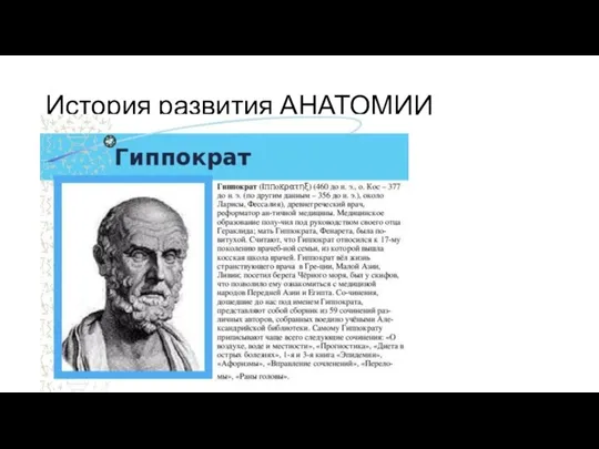 История развития АНАТОМИИ