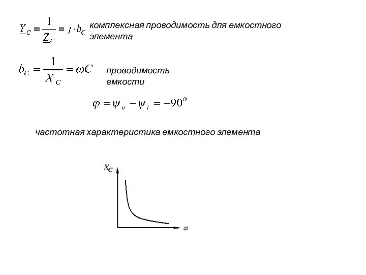 комплексная проводимость для емкостного элемента проводимость емкости частотная характеристика емкостного элемента