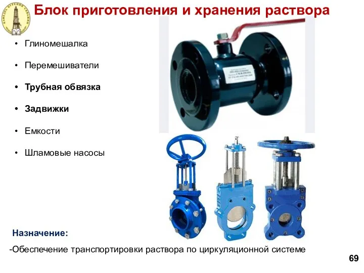 Назначение: Обеспечение транспортировки раствора по циркуляционной системе Блок приготовления и хранения